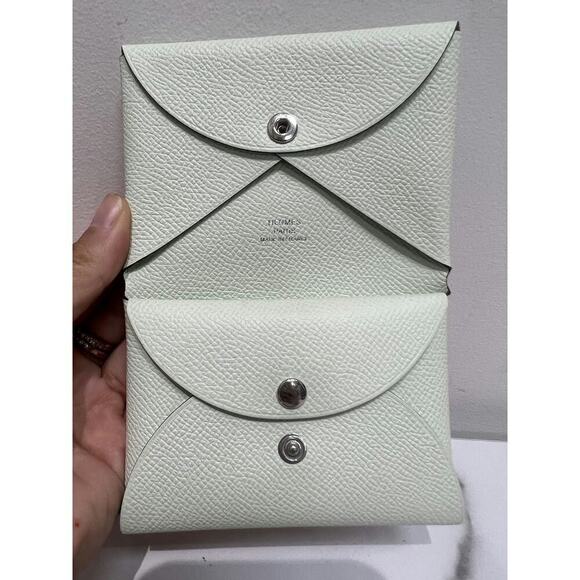 Hermès Epsom Calvi Duo Card Case Vert Fizz - Good Condition - Picture 4 of 8